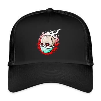 Crâne enflammé portant un masque facial pour Halloween - Casquette trucker  - noir/noir - Devant