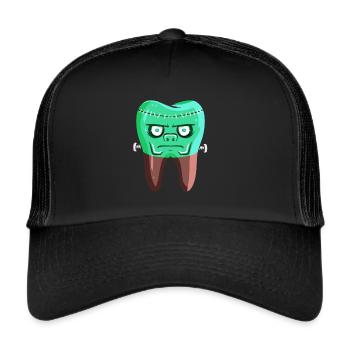 Tooth For Dentist On Halloween - Trucker Cap - Schwarz/Schwarz - Vorne