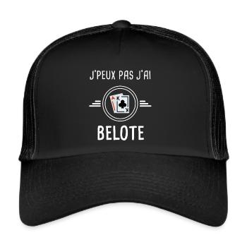 belote je peux pas j'ai belote cartes carte - Casquette trucker  - noir/noir - Devant