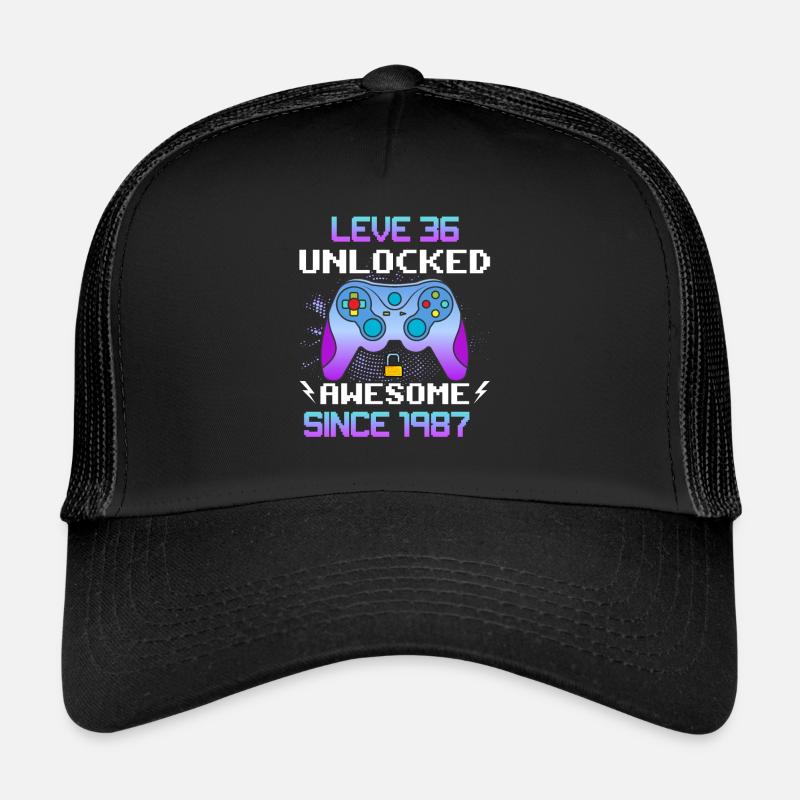 Level 36 Unlocked Awesome Since 1987 Funny Gamer - Trucker Cap - black/black