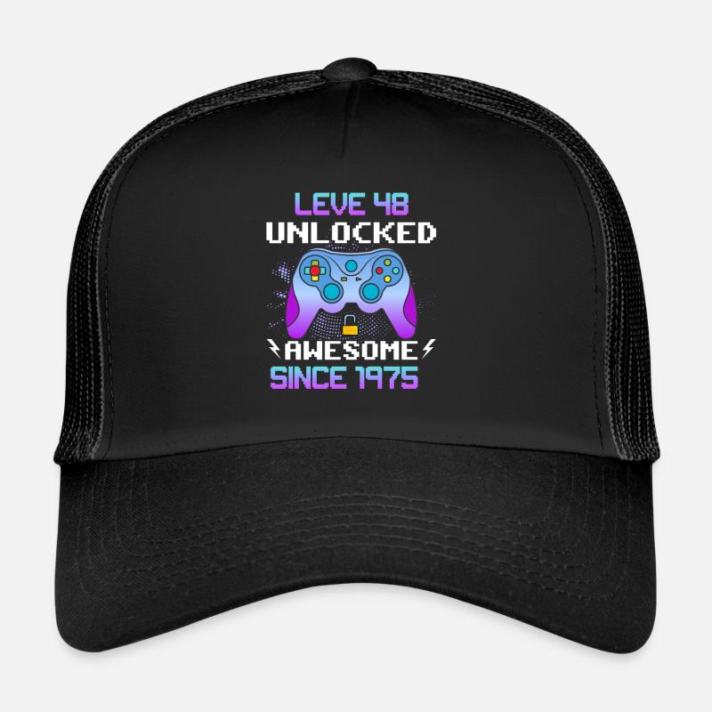 Level 48 Unlocked Awesome Since 1975 Funny Gamer Trucker Cap