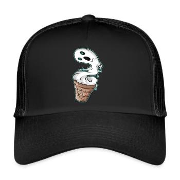 Soft Ice Waffle Ghost Cream Costume For Halloween - Trucker Cap - black/black - Front