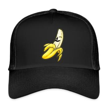 Evil Jack O Lantern Banana Halloween - Trucker Cap - Schwarz/Schwarz - Vorne