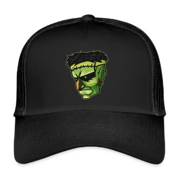 Evil Green Monster Face With Scars Costume For - Trucker Cap - Schwarz/Schwarz - Vorne