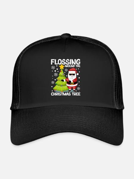 Passer la soie dentaire autour de l’arbre du Père Noël - Casquette trucker  - noir/noir - Devant