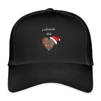Lehrerin mit Herz Klassenlehrerin Weihnachten - Trucker Cap - Schwarz/Schwarz - Vorne
