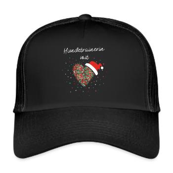 Hundetrainerin mit Herz Weihnachtsoutfit X-Mas - Trucker Cap - Schwarz/Schwarz - Vorne