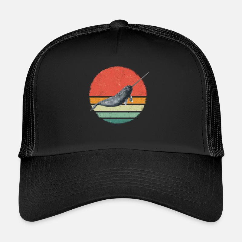 Narwal Wal Ozean Narwale Wale - Trucker Cap - Schwarz/Schwarz