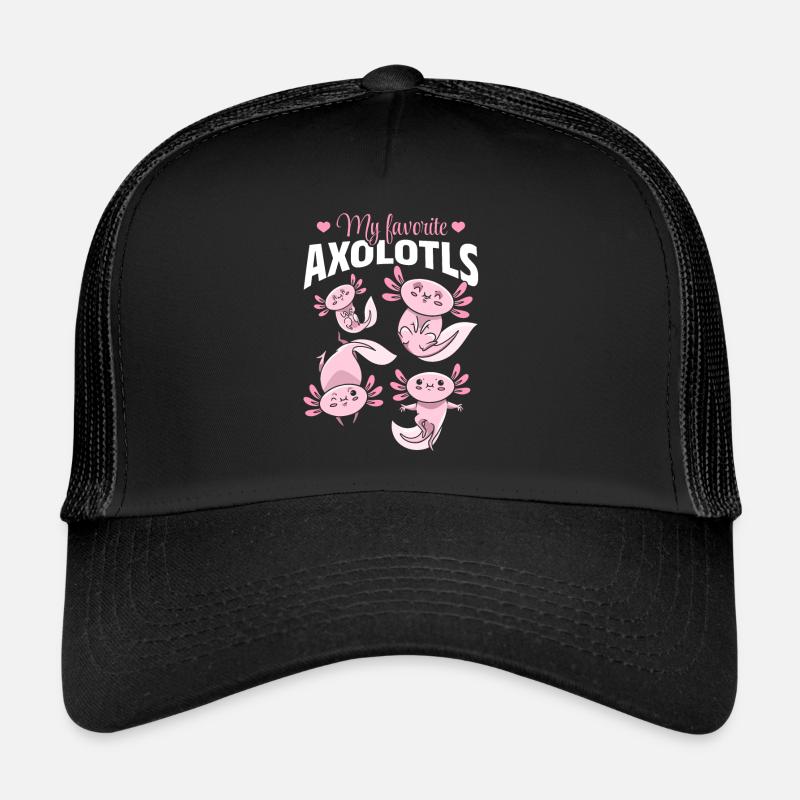 Kawaii Axolotls Cute Axolotls - Trucker Cap - black/black
