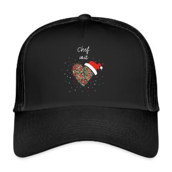 Chef mit Herz Boss Weihnachtsgeschenk Wichteln - Trucker Cap - Schwarz/Schwarz - Vorne