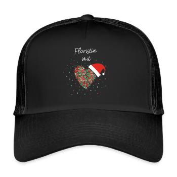 Floristin Mit Herz Blumenladen Weihnachtsoutfit - Trucker Cap - Schwarz/Schwarz - Vorne