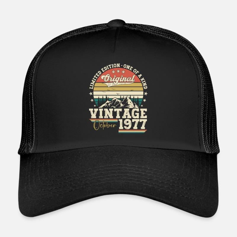 Original Octobre 1977 45th Birthday Gift Cool - Casquette trucker  - noir/noir