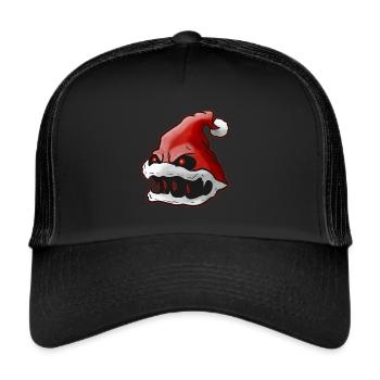 Chapeau de Père Noël effrayant avec des crocs aux yeux brillants Noël - Casquette trucker  - noir/noir - Devant