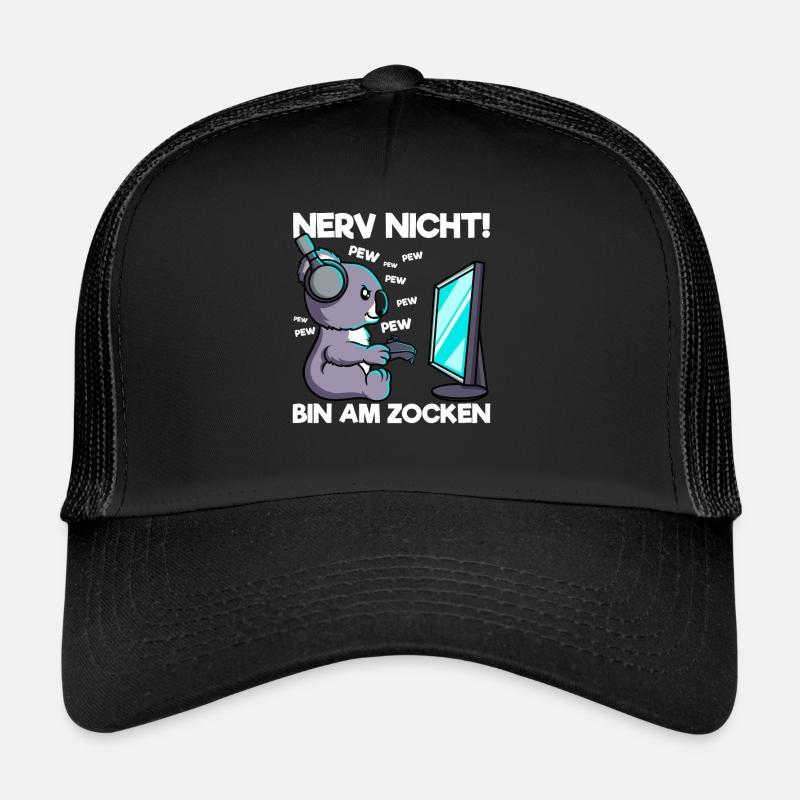 Nerv nicht bin am Zocken Gaming Koala - Trucker Cap - Schwarz/Schwarz