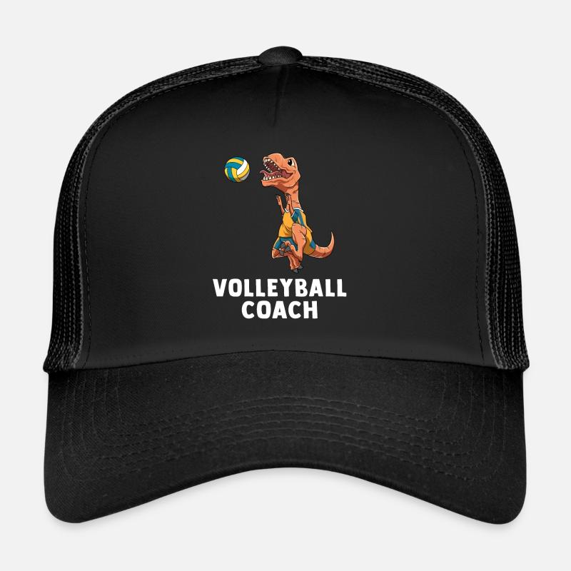 Volleyballtrainer T-Rex - Lustige T-Rex - Trucker Cap - Schwarz/Schwarz