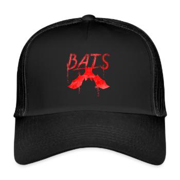 Bats Written With A Bat Hanging Down Halloween - Trucker Cap - black/black - Front