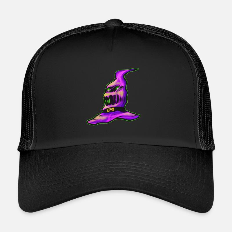 Purple Evil Witch Hat Halloween Trucker Cap