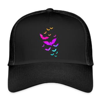 Colorful Bats Flying Costume Halloween - Trucker Cap - Schwarz/Schwarz - Vorne