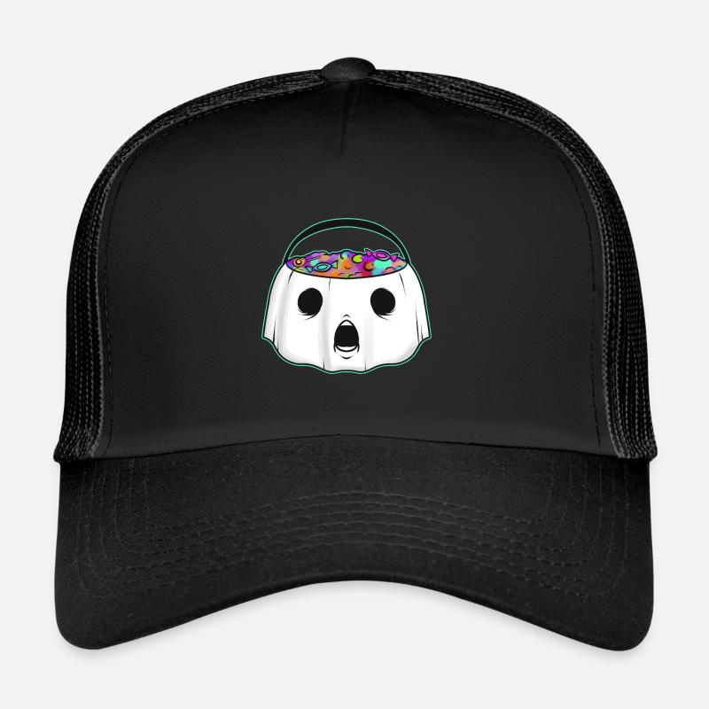 Sweets Bucket Scary Afraid Ghost Collecting On Trucker Cap