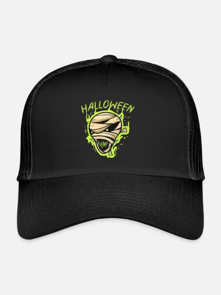 Scary Evil Horror Halloween Mummy Costume - Trucker Cap - Schwarz/Schwarz - Vorne