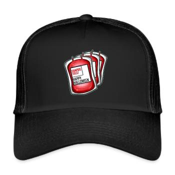 Blood Sample Blood Bag Bank Vampire Treat For - Trucker Cap - black/black - Front