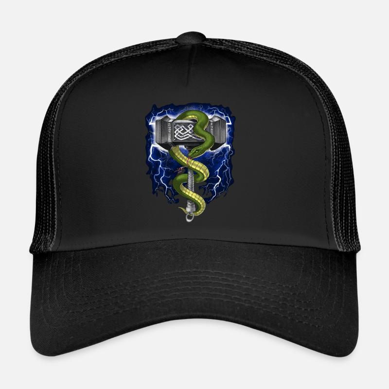 Nordic Viking Krieger Hammer - Trucker Cap - Schwarz/Schwarz