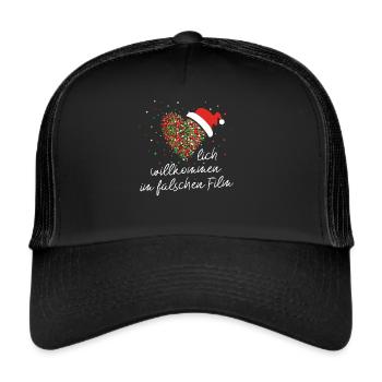 Herzlich willkommen im falschen Film Nikolaus - Trucker Cap - Schwarz/Schwarz - Vorne