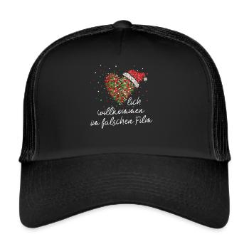 Herzlich willkommen im falschen Film Nikolausmütze - Trucker Cap - Schwarz/Schwarz - Vorne