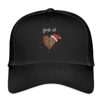 Gott ist Liebe Christ Weihnachtsfeier Wichteln - Trucker Cap - Schwarz/Schwarz - Vorne