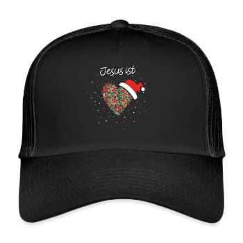 Jesus ist Liebe Christ Weihnachtsfeier Wichteln - Trucker Cap - Schwarz/Schwarz - Vorne