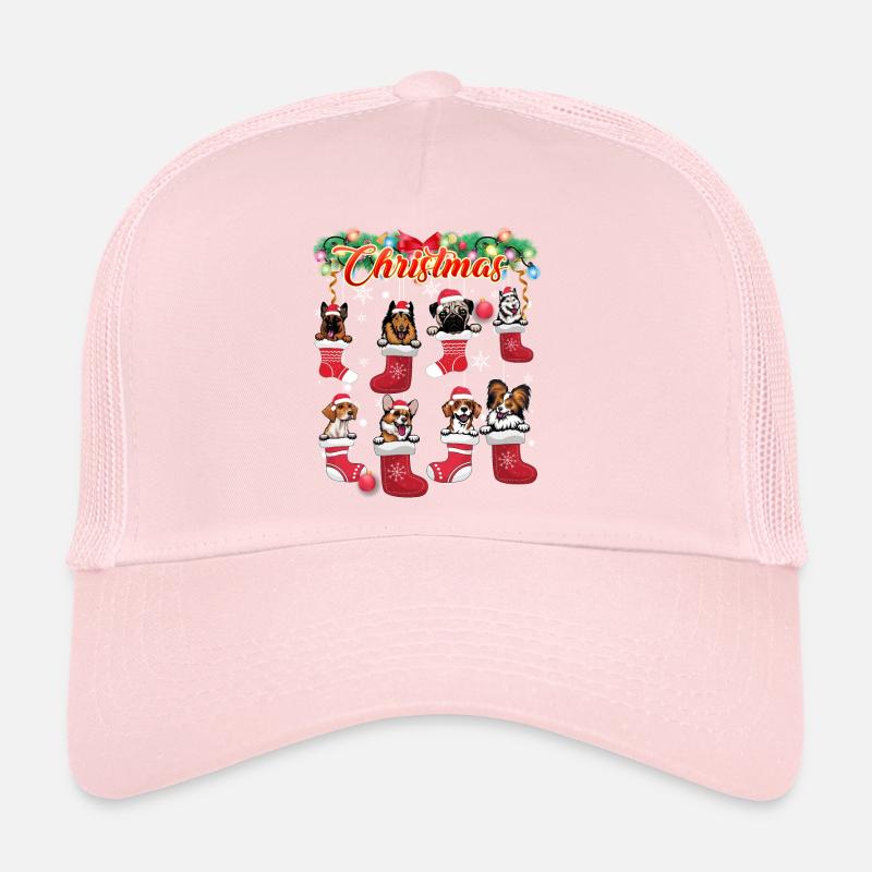 Chiens mignons de Noël en bas Casquette trucker 