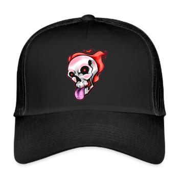 Crâne enflammé Tounge Out Halloween - Casquette trucker  - noir/noir - Devant