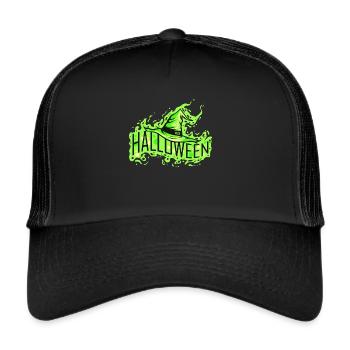 Green Witch Hat Costume For Halloween - Trucker Cap - Schwarz/Schwarz - Vorne
