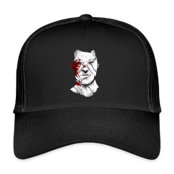 Scary Blood Splatter Leather Face Mask Halloween - Trucker Cap - black/black - Front