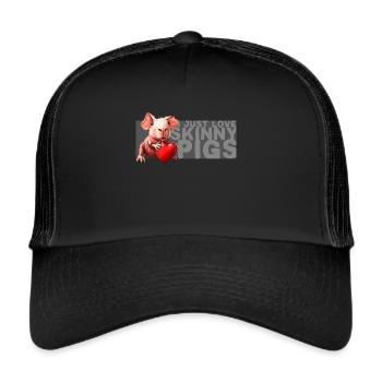 Skinny Pig Guinea Pig Love with Heart - Trucker Cap - black/black - Front