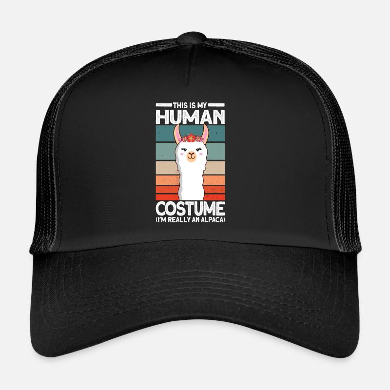 alpaca Gift Alpaca Costume - Trucker Cap - black/black