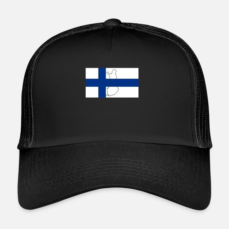 Finnland Flagge - Trucker Cap - Schwarz/Schwarz