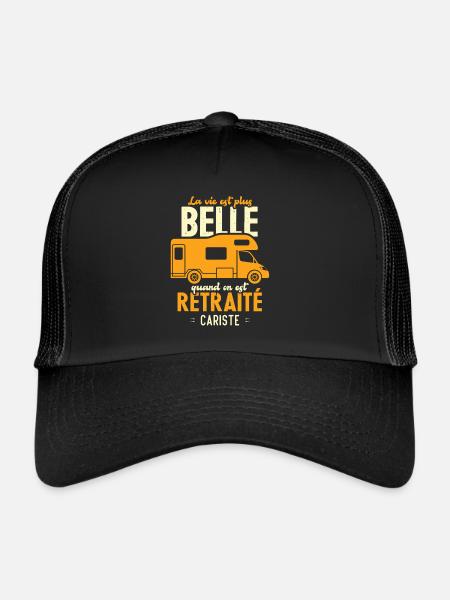 Retraité et camping-cariste humour cadeau - Casquette trucker  - noir/noir - Devant