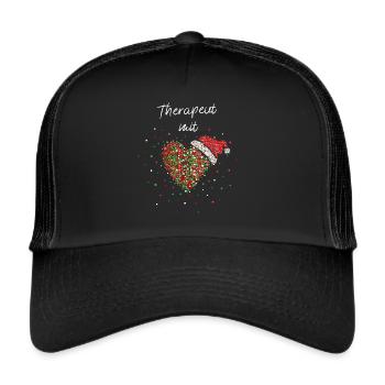 Therapeut mit Herz Weihnachtsoutfit Adventszeit - Trucker Cap - Schwarz/Schwarz - Vorne