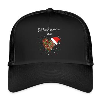 Bibliothekarin mit Herz Bibliothek Weihnachtsfeier - Trucker Cap - Schwarz/Schwarz - Vorne