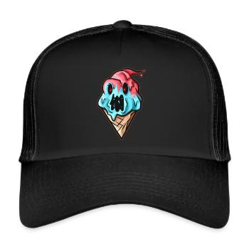 Scary Monster Zombie Demon Soft Ice Cream Cone - Trucker Cap - black/black - Front