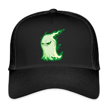 Grumpy Green Spirit Ghost On Halloween - Trucker Cap - Schwarz/Schwarz - Vorne