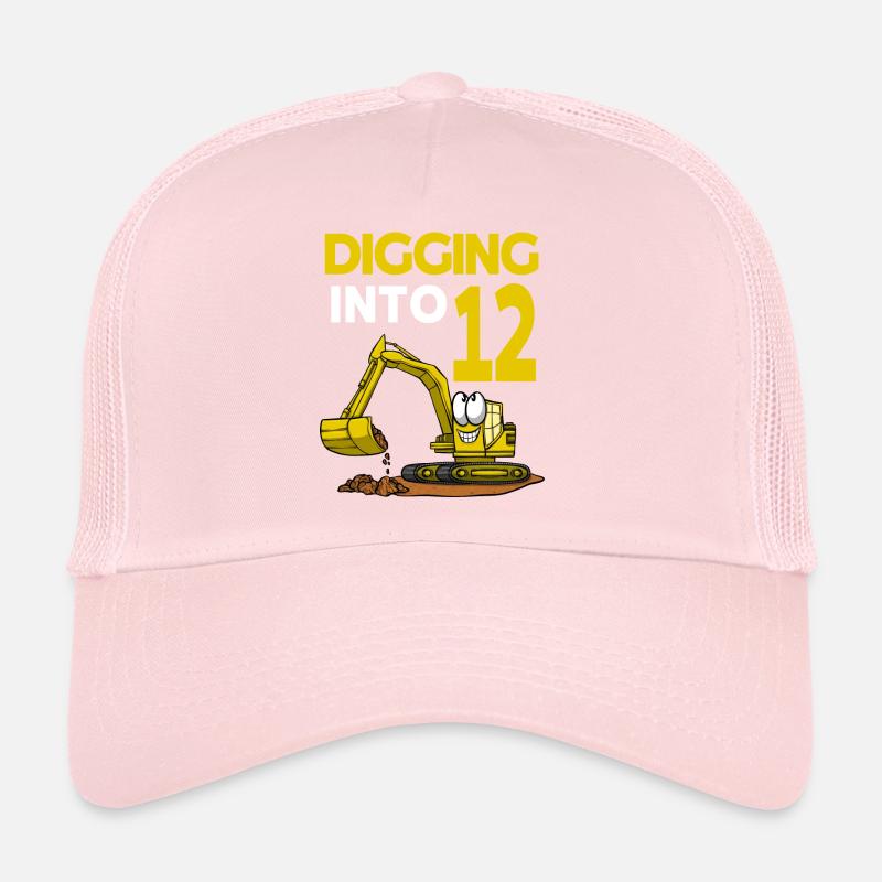 Excavator Driver Digging Into 12 Birthday Trucker Cap