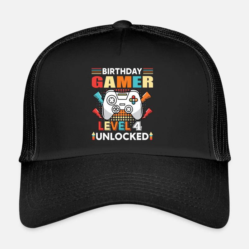 Geburtstag Gamer Level 4 Unlocked 4 Geburtstag Trucker Cap
