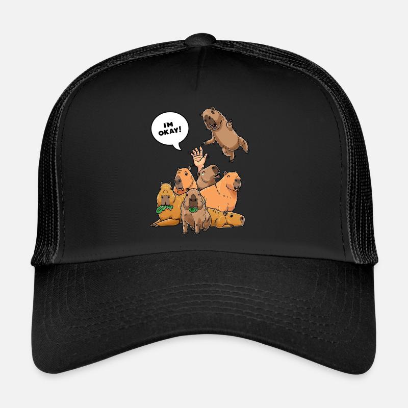 Capybara Drôle de rongeur Capybara Capybara - Casquette trucker  - noir/noir
