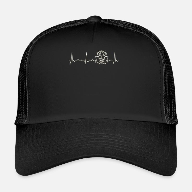 Sillas de playa paraguas. Corazón. Amor. Ekg. Casquette trucker 