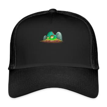 Mordre le crâne de zombie comique sur le cimetière - Casquette trucker  - noir/noir - Devant