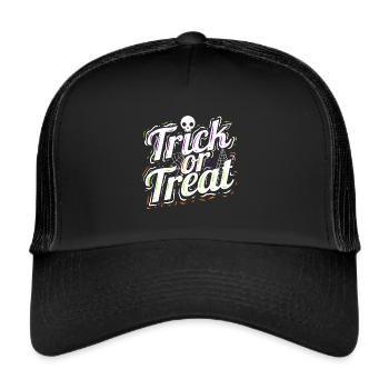 Trick Or Treat Spiderweb Halloween - Trucker Cap - Schwarz/Schwarz - Vorne