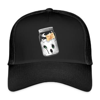 Trick Or Treat Spirit Ghost In Jar Halloween - Trucker Cap - Schwarz/Schwarz - Vorne