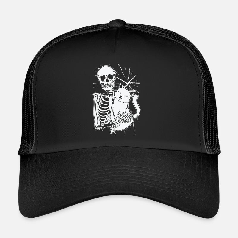 Halloween Squelette Ligne Art Chat Dessin Chat Casquette trucker 